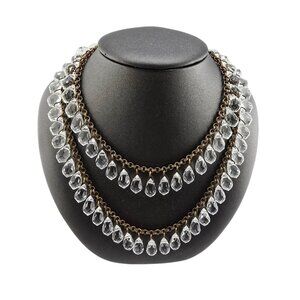 Beautiful Faceted Crystal Double Strand Dangle Bib Necklace (A8758)